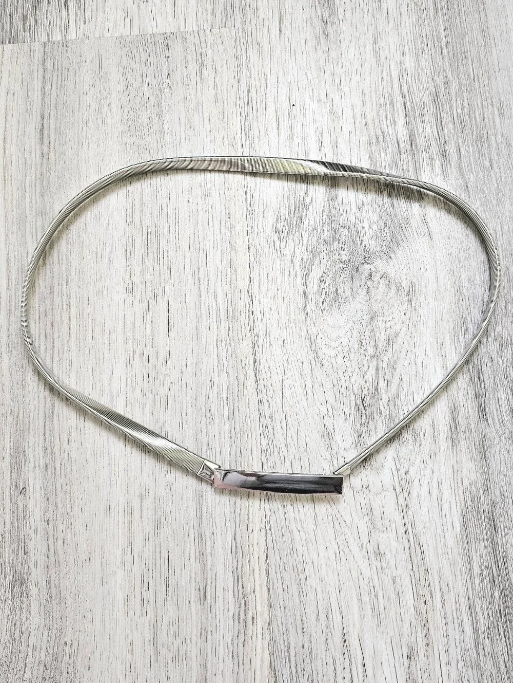 Simple Silvertone Bunji Metal Statement Belt